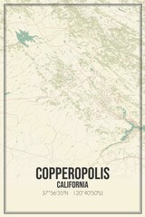 Fototapeta na wymiar Retro US city map of Copperopolis, California. Vintage street map.