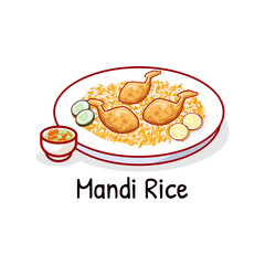 Arabian food chicken mandi rice of middle east traditional dish
