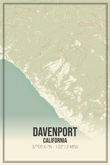 Retro US city map of Davenport, California. Vintage street map.