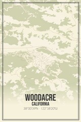 Retro US city map of Woodacre, California. Vintage street map.
