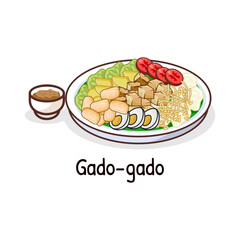 Gago gado or mix vegetable salad with peanut sauce Indonesian traditional meal food