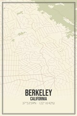 Fototapeta na wymiar Retro US city map of Berkeley, California. Vintage street map.