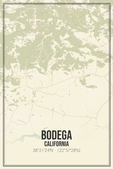 Retro US city map of Bodega, California. Vintage street map.