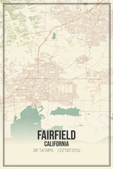 Obraz premium Retro US city map of Fairfield, California. Vintage street map.