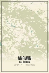 Retro US city map of Angwin, California. Vintage street map.