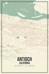 Retro US city map of Antioch, California. Vintage street map.
