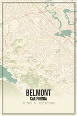Fototapeta premium Retro US city map of Belmont, California. Vintage street map.