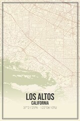 Retro US city map of Los Altos, California. Vintage street map.