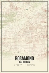 Retro US city map of Rosamond, California. Vintage street map.