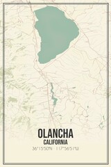 Fototapeta premium Retro US city map of Olancha, California. Vintage street map.