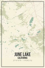 Retro US city map of June Lake, California. Vintage street map.