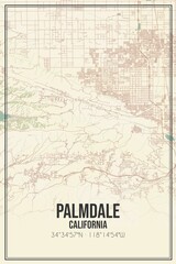 Fototapeta premium Retro US city map of Palmdale, California. Vintage street map.