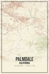 Obraz premium Retro US city map of Palmdale, California. Vintage street map.