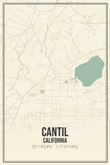 Retro US city map of Cantil, California. Vintage street map.