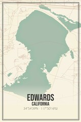 Retro US city map of Edwards, California. Vintage street map.