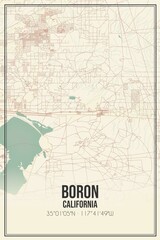 Retro US city map of Boron, California. Vintage street map.