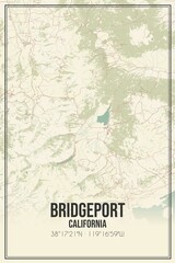 Retro US city map of Bridgeport, California. Vintage street map. © Rezona