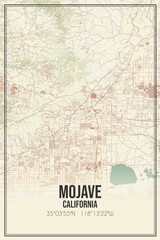 Fototapeta premium Retro US city map of Mojave, California. Vintage street map.