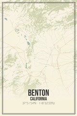 Retro US city map of Benton, California. Vintage street map.