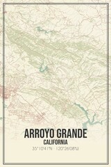 Retro US city map of Arroyo Grande, California. Vintage street map.