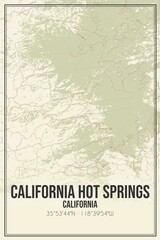 Retro US city map of California Hot Springs, California. Vintage street map.
