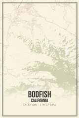 Obraz premium Retro US city map of Bodfish, California. Vintage street map.