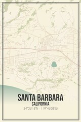 Fototapeta na wymiar Retro US city map of Santa Barbara, California. Vintage street map.