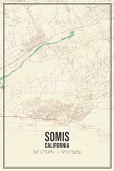 Retro US city map of Somis, California. Vintage street map.