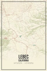 Retro US city map of Lebec, California. Vintage street map.