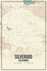 Fototapeta premium Retro US city map of Silverado, California. Vintage street map.