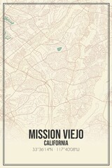 Fototapeta premium Retro US city map of Mission Viejo, California. Vintage street map.
