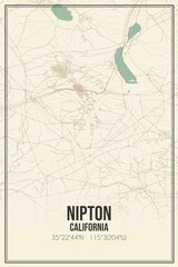 Retro US city map of Nipton, California. Vintage street map.