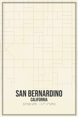 Retro US city map of San Bernardino, California. Vintage street map.