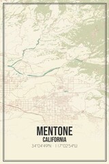 Retro US city map of Mentone, California. Vintage street map.