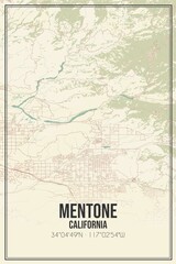 Fototapeta premium Retro US city map of Mentone, California. Vintage street map.