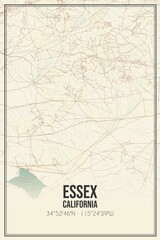 Retro US city map of Essex, California. Vintage street map.