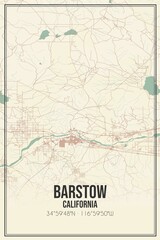 Retro US city map of Barstow, California. Vintage street map.