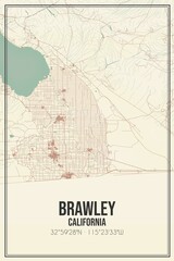 Retro US city map of Brawley, California. Vintage street map.