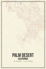 Retro US city map of Palm Desert, California. Vintage street map.