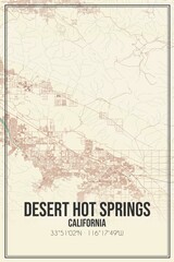 Retro US city map of Desert Hot Springs, California. Vintage street map.