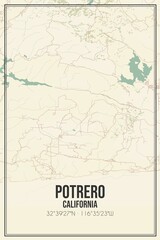 Retro US city map of Potrero, California. Vintage street map.