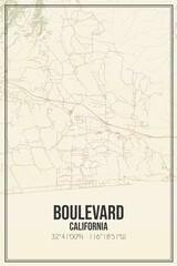 Retro US city map of Boulevard, California. Vintage street map.