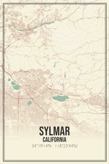 Retro US city map of Sylmar, California. Vintage street map.