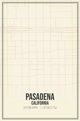 Retro US city map of Pasadena, California. Vintage street map.