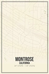 Retro US city map of Montrose, California. Vintage street map.