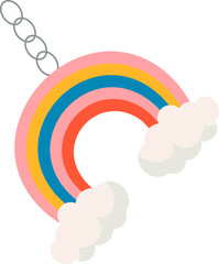 Rainbow key ring flat icon Accessory for keys. Vector illustration