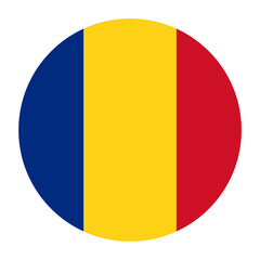 Romania Flat Rounded Flag Icon with Transparent Background