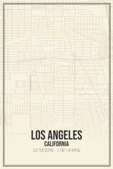 Retro US city map of Los Angeles, California. Vintage street map.