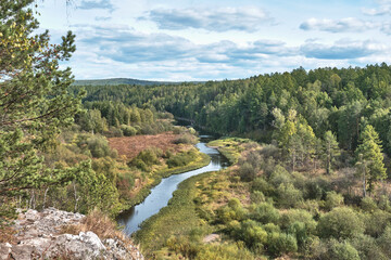 Fototapeta na wymiar Nature park Deer streams, Serga River. Sverdlovsk region, Russia.