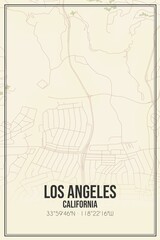 Obraz premium Retro US city map of Los Angeles, California. Vintage street map.